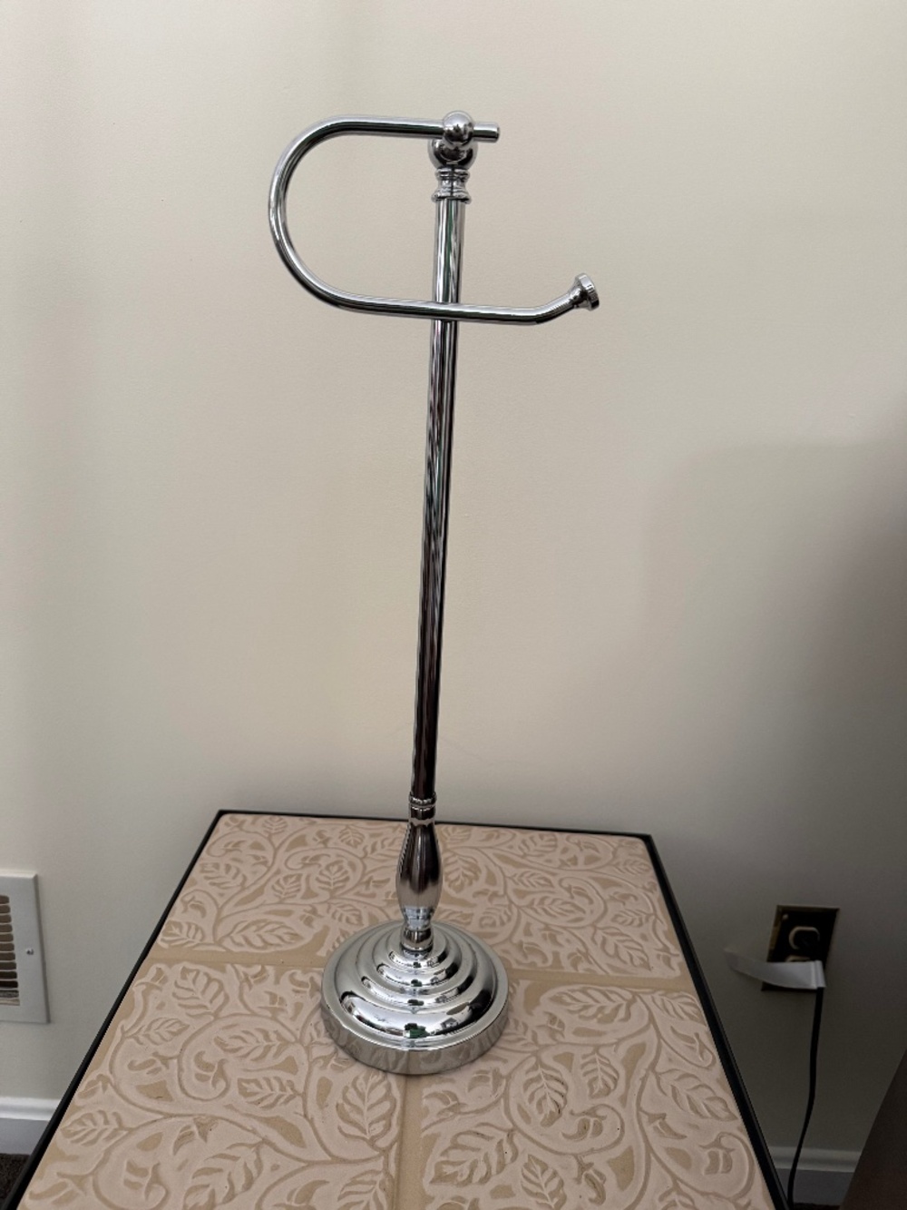 Vintage Chrome Freestanding Pedestal Toilet Paper Holder Stand